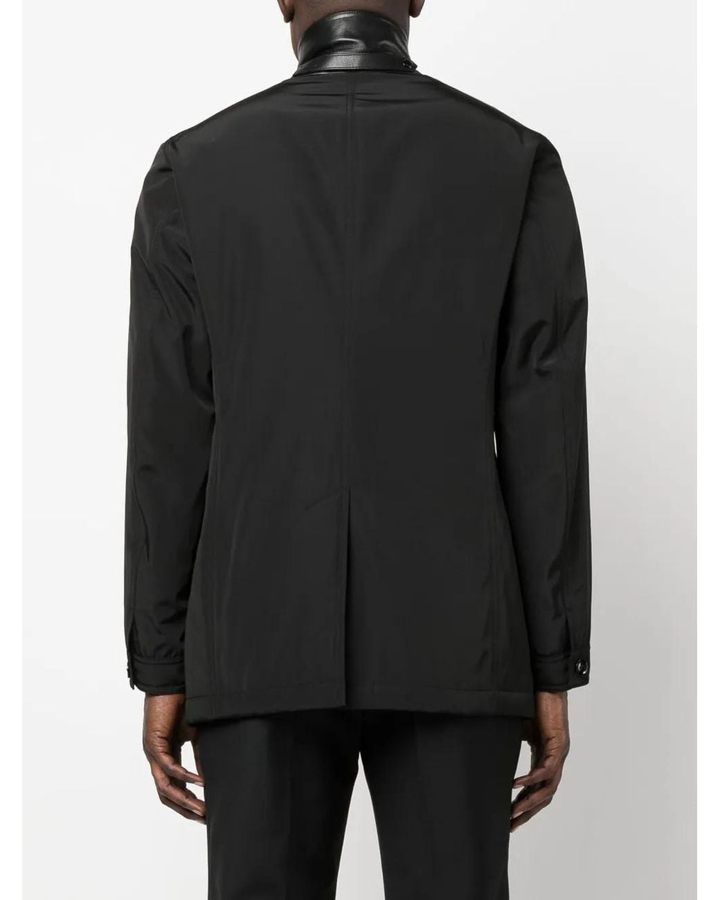 Tom Ford Black Leather-Trim Single-Breasted Blazer for men