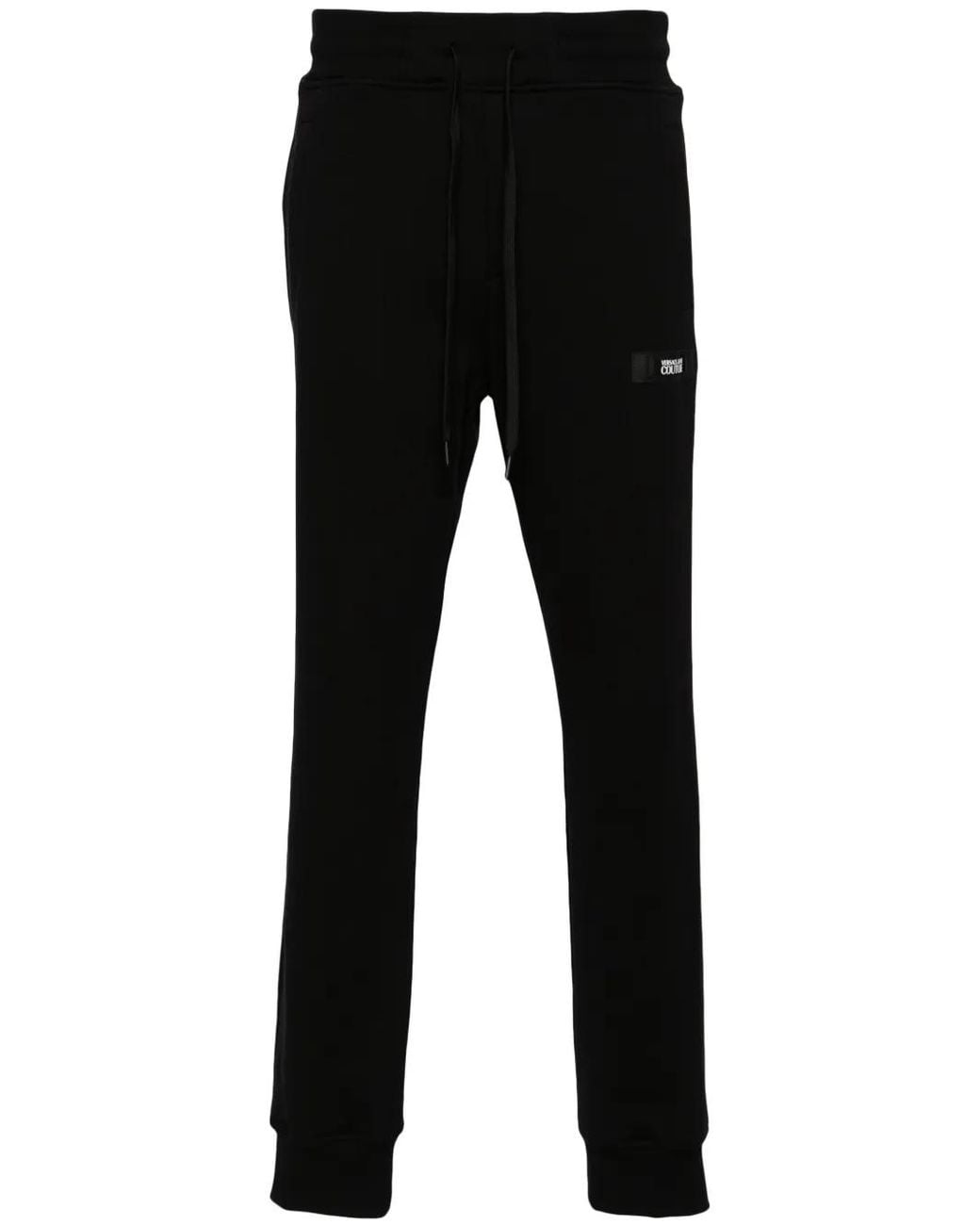 Versace Jeans Couture Black Logo-Patch Cotton Track Pants for men