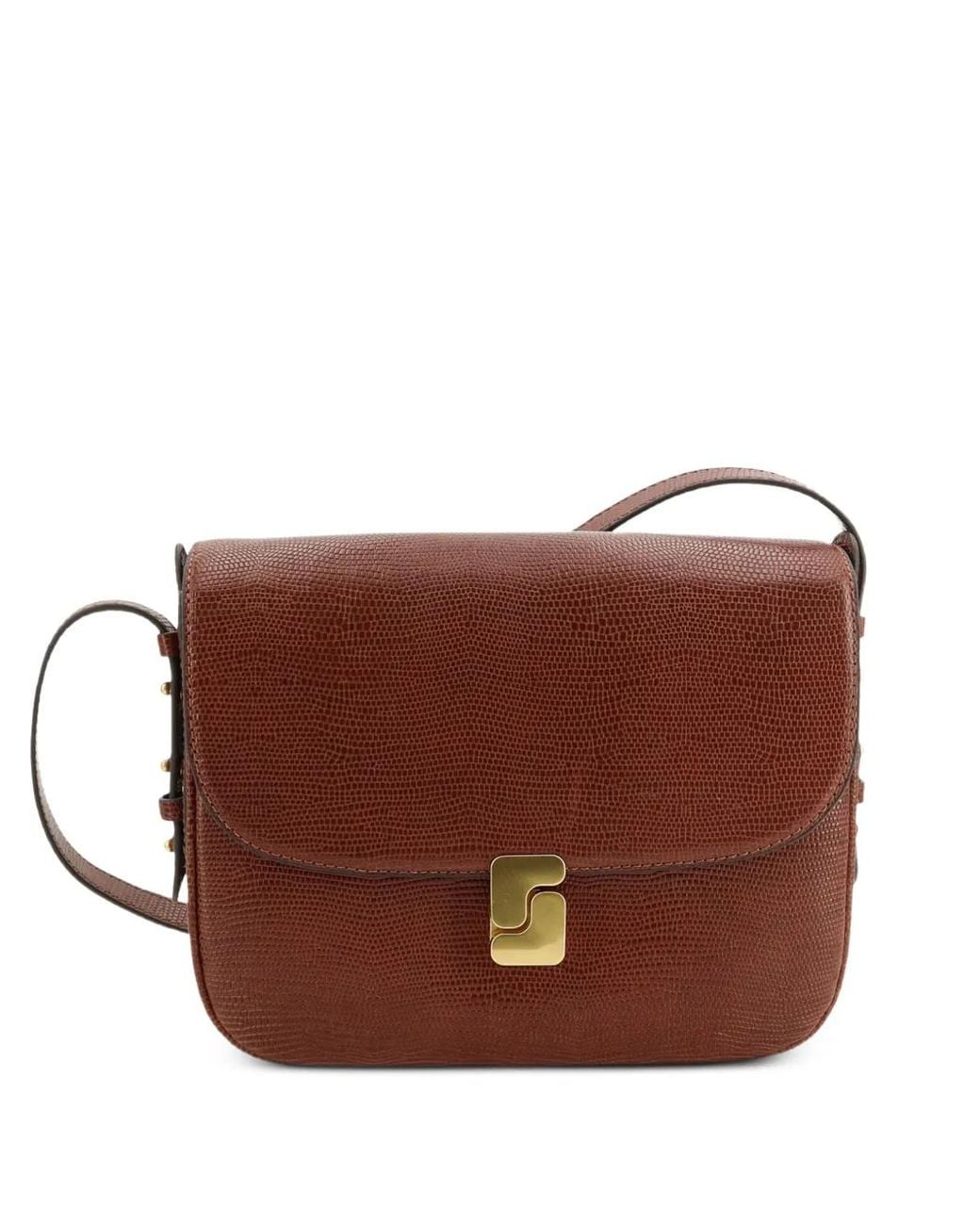Soeur Brown Large Bellissima Animal-Print Leather Shoulder Bag