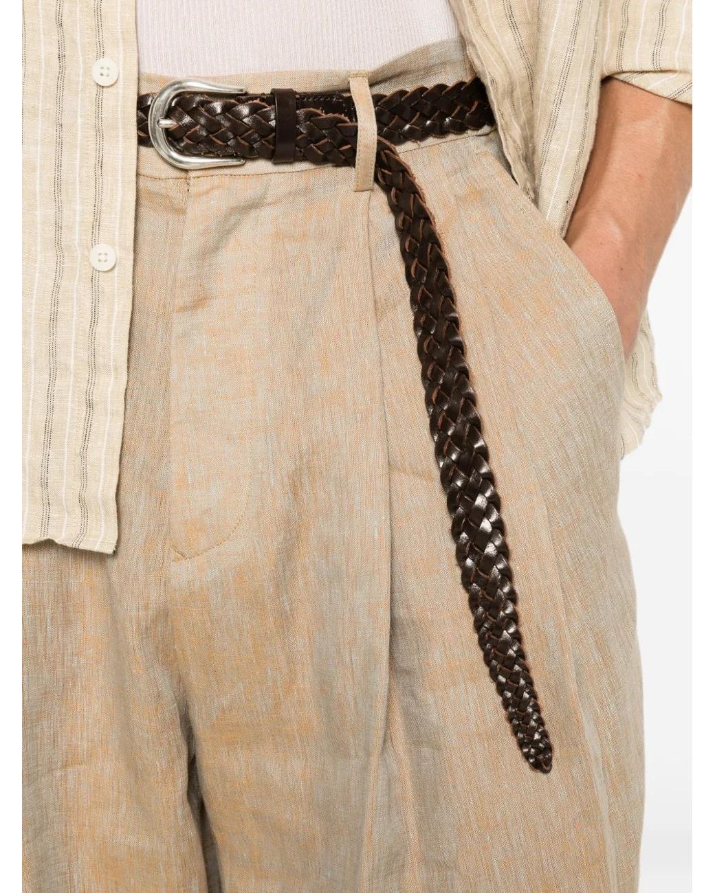 Giorgio Armani White Pleated Wide-Leg Trousers for men