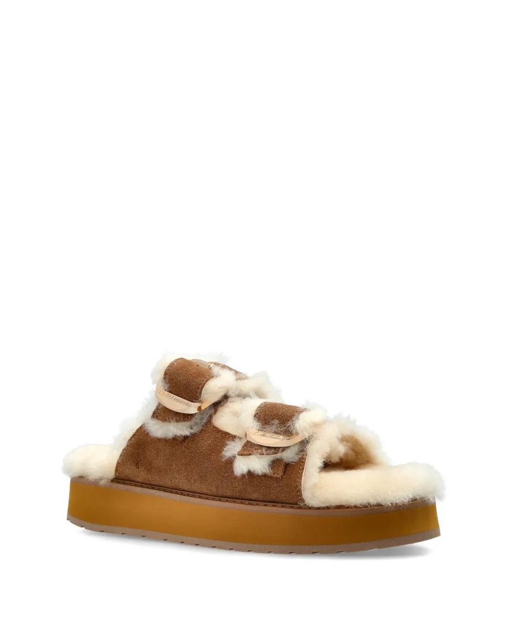 EMU Brown Cabello Shearling-Trim Platform Sandals