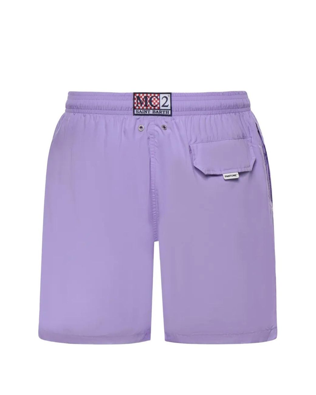 Mc2 Saint Barth Purple Logo-Patch Drawstring Swim Shorts for men