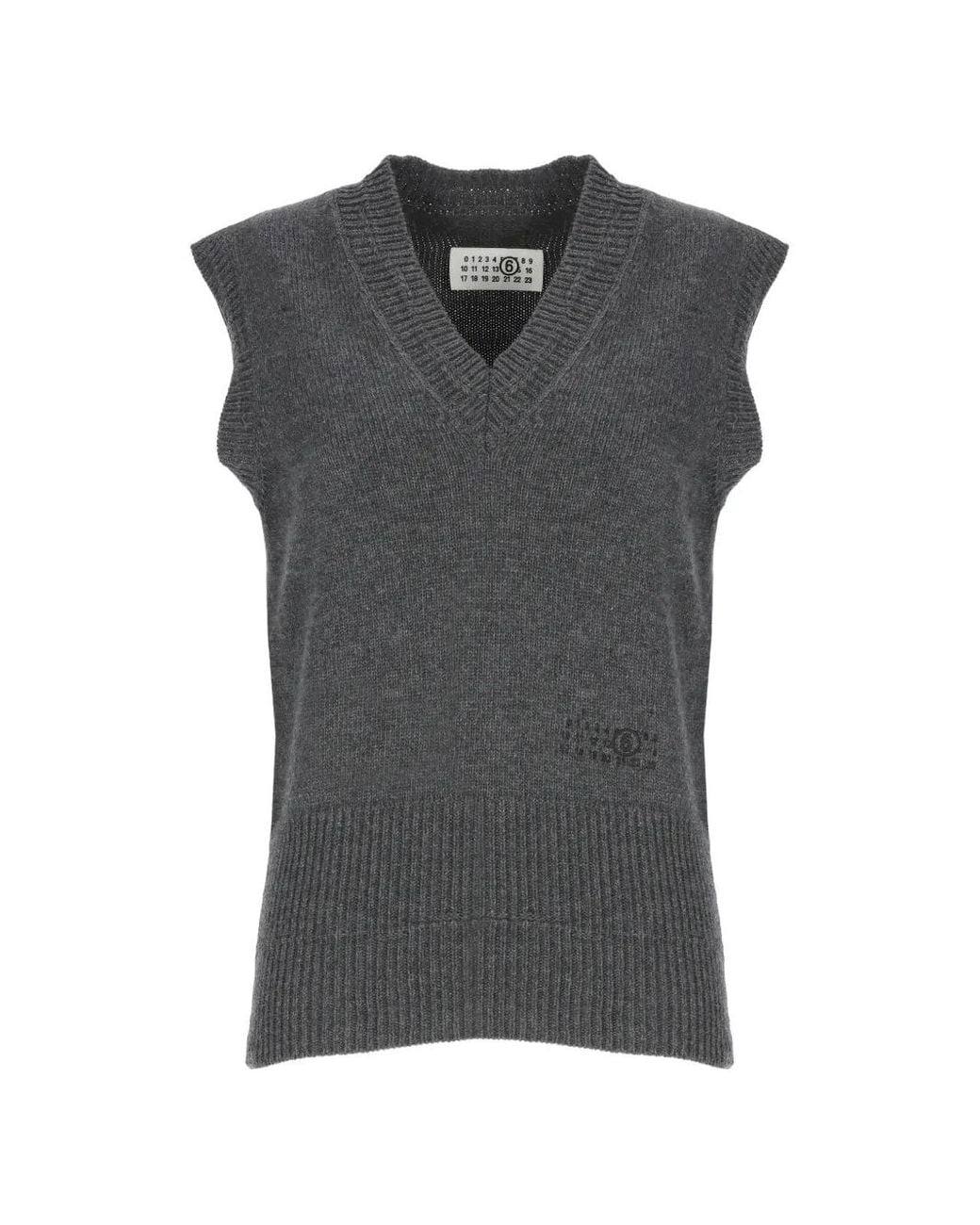 MM6 by Maison Margiela Black Merino Wool Knitted Gilet