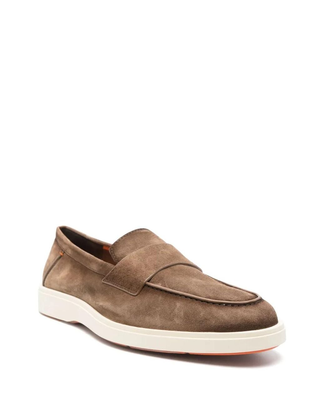 Santoni Brown Suede Loafers for men
