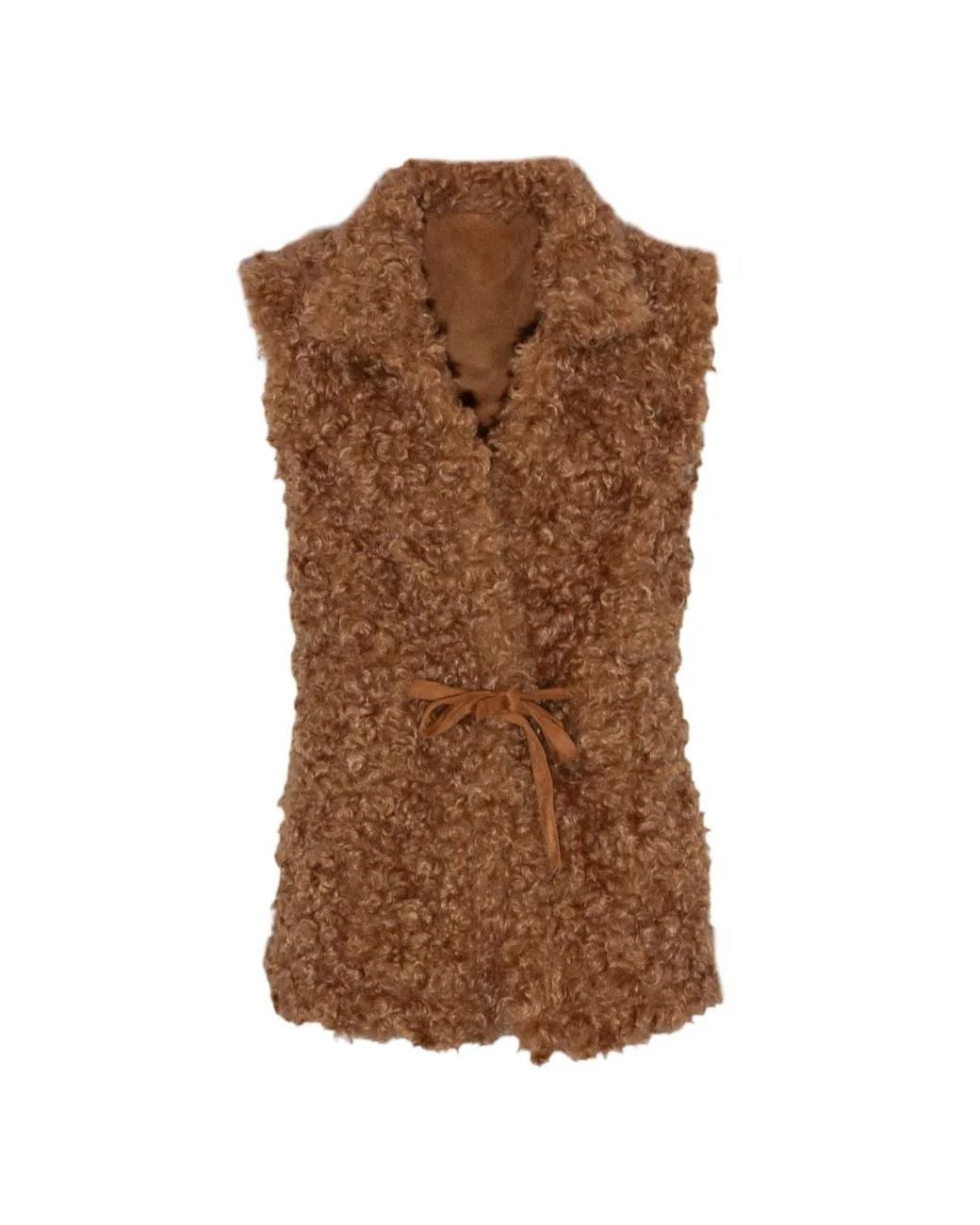 Chaleco Teddy Reversible Bordado PHO® Firenze de color Brown
