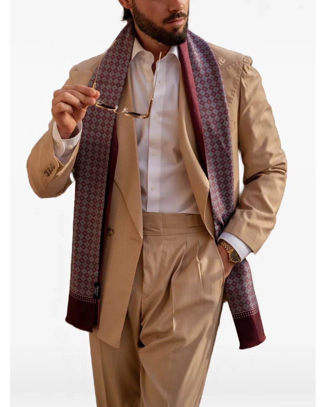 Elizabetta Purple Palazzo Medallion-Print Scarf for men