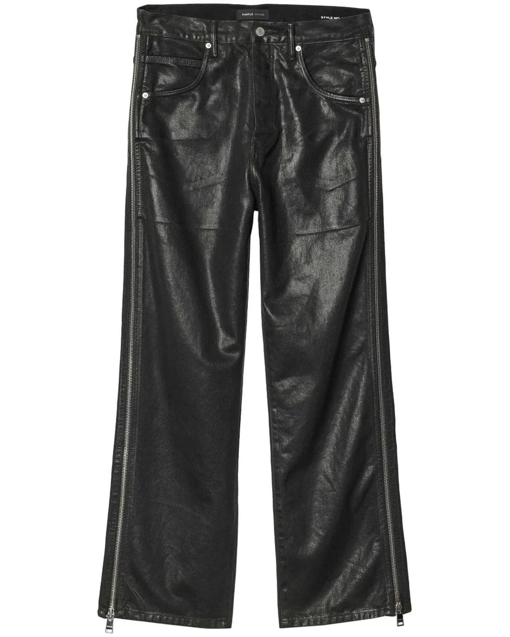 Purple Brand Gray P018 Side-Zip Coated Wide-Leg Jeans for men