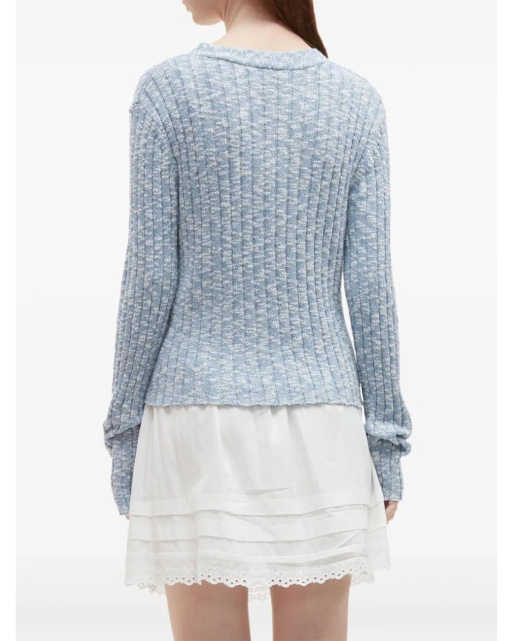 B+ AB Blue Wide-Ribbed Cardigan