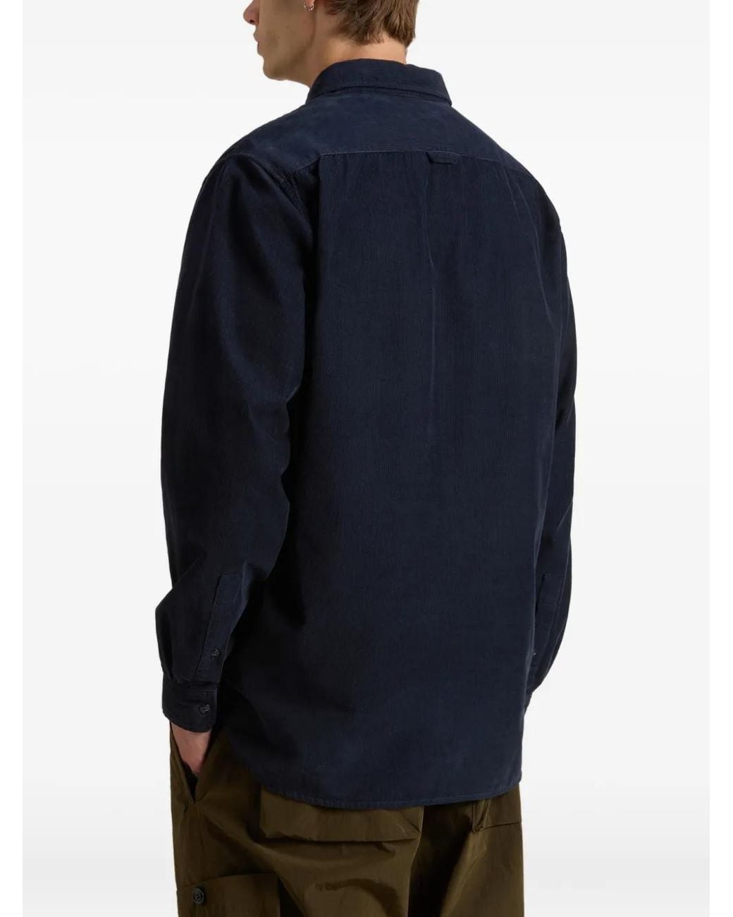 Woolrich Blue Corduroy Pocket Shirt for men