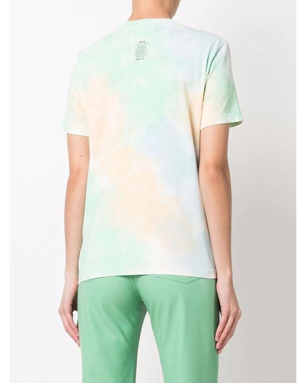 MSGM Green Slogan-Print Cotton T-Shirt