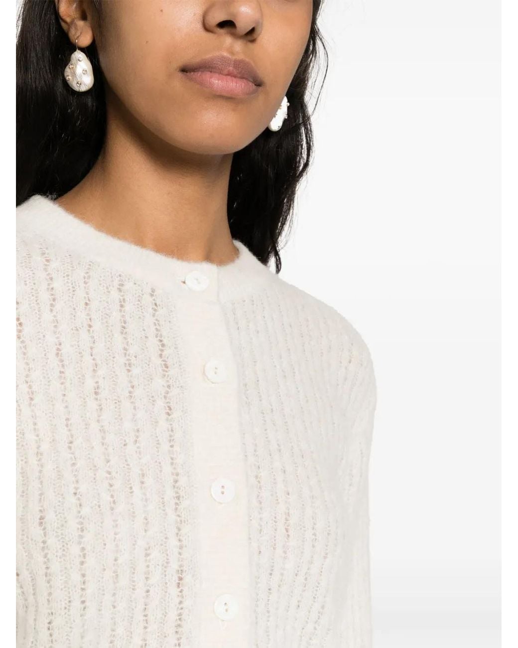 A.P.C. White Milo Cable-Knit Cardigan