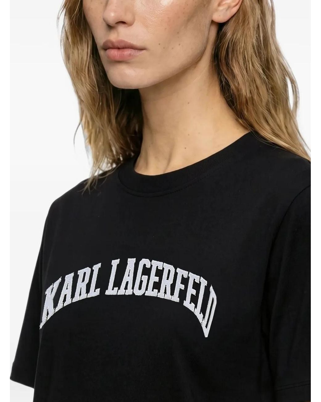 Karl Lagerfeld Black Logo-Print T-Shirt