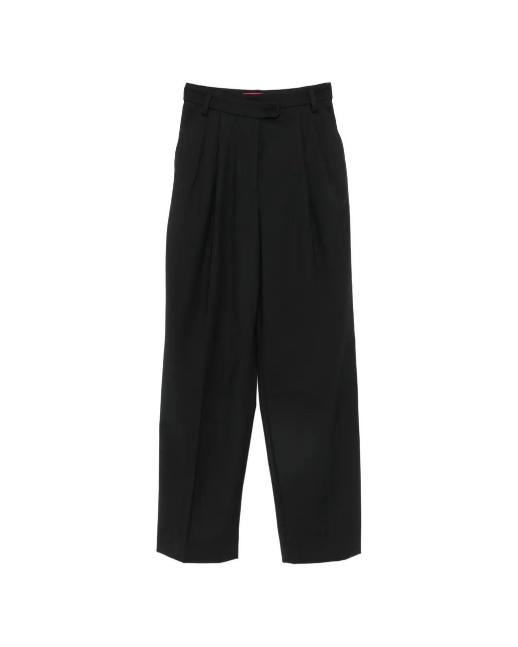 Thelatest Black Pantalon Ample À Design Plissé