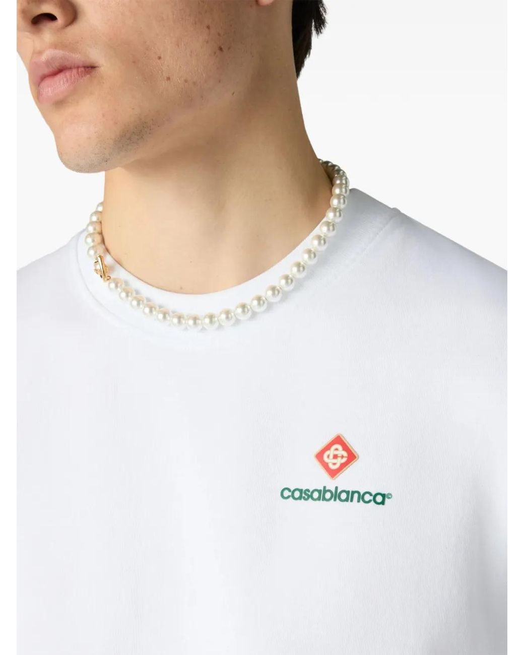 Casablanca White Organic Cotton Jersey T-Shirt for men