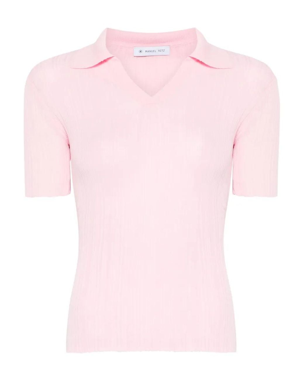 Manuel Ritz Geribbeld T-Shirt in het Pink