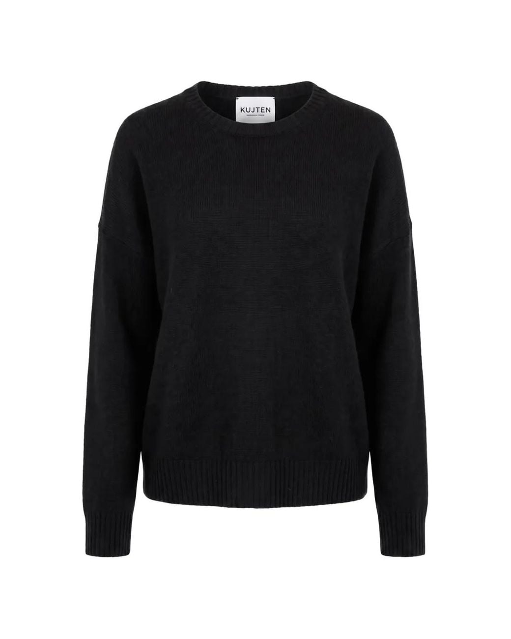 Kujten Black Fine-Knit Drop-Shoulder Sweater
