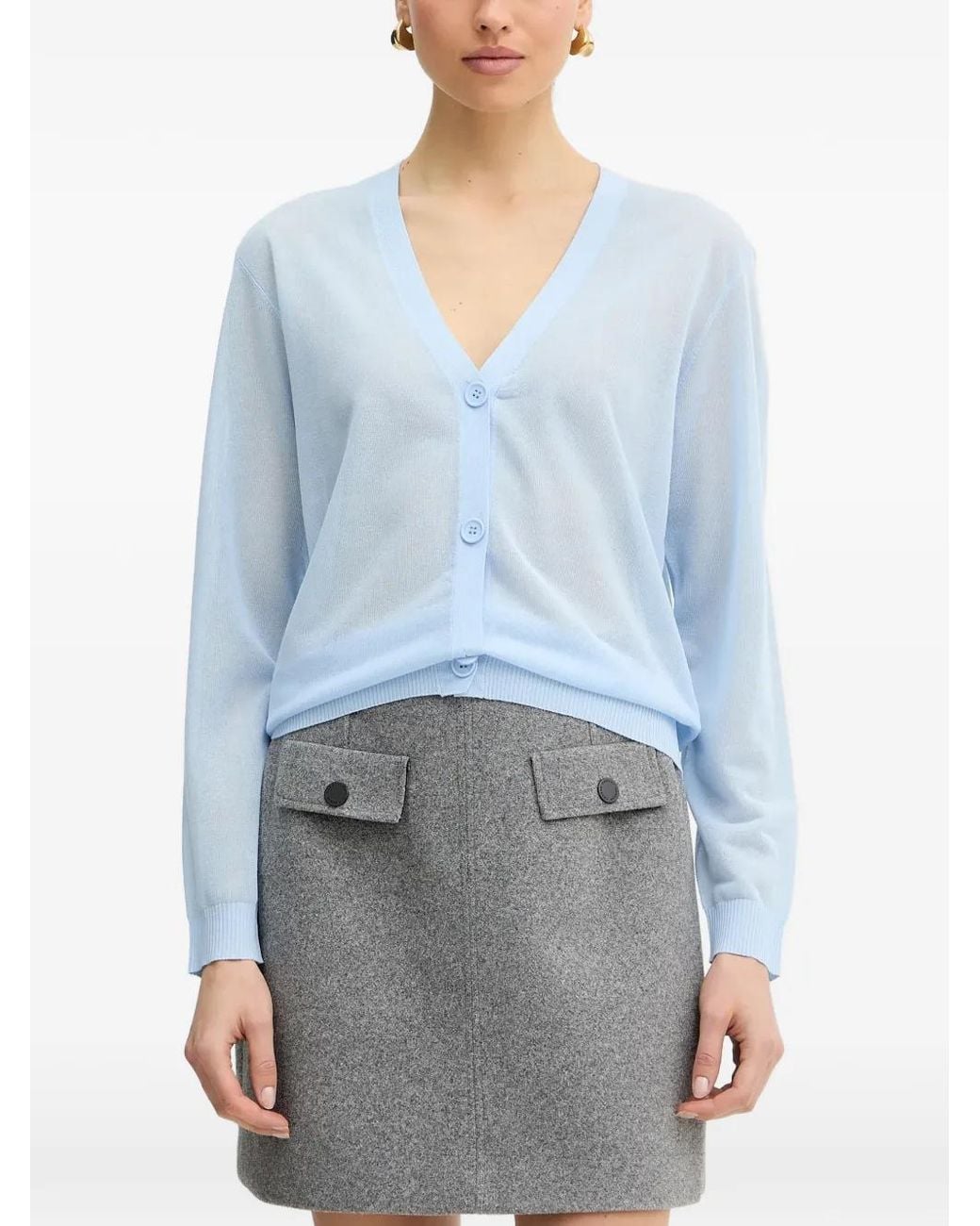 Silvian Heach Blue Button V-Neck Knitwear