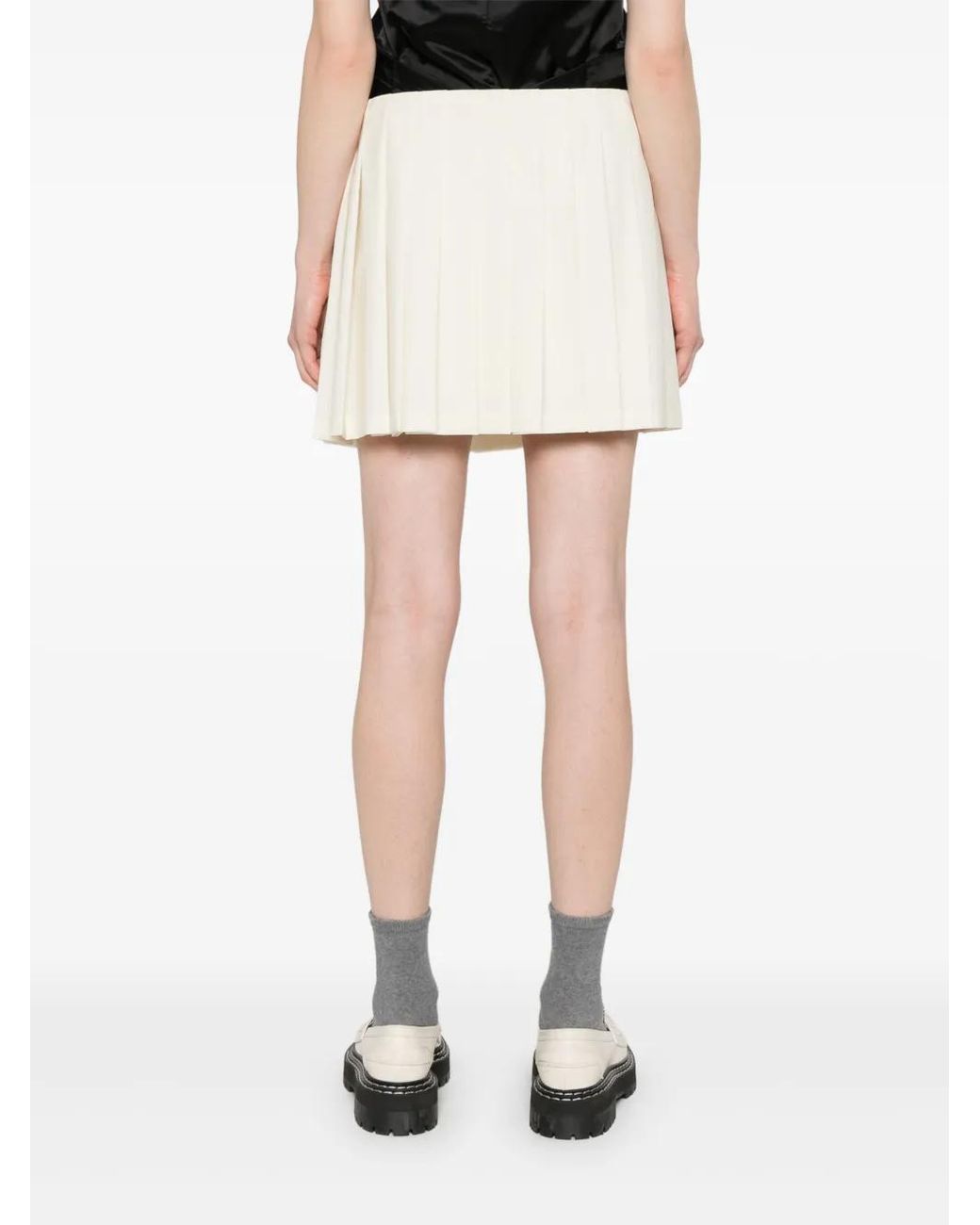 Miu Miu Natural Pleated Mini Skirt