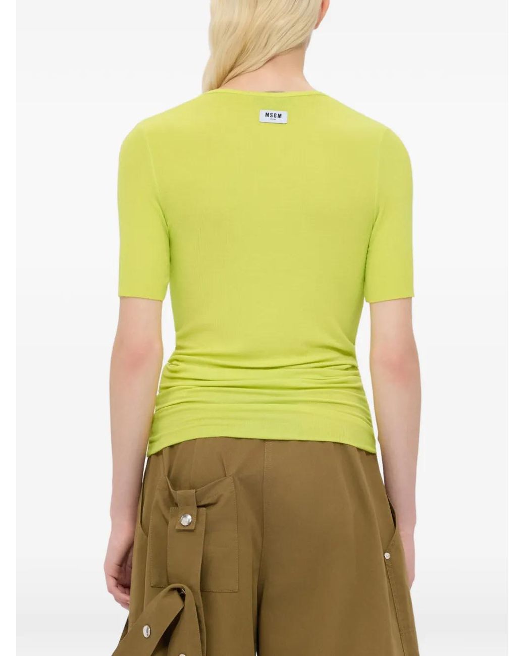 T-Shirt À Patch Logo MSGM en coloris Yellow