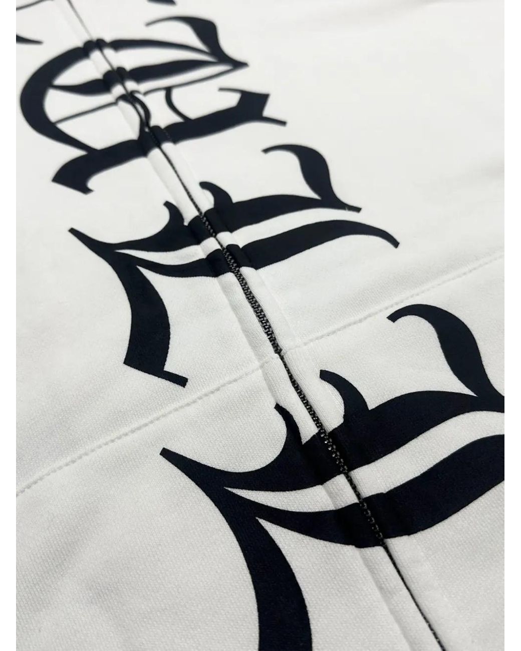 Haculla White Gothic-Print Zip-Up Hoodie for men