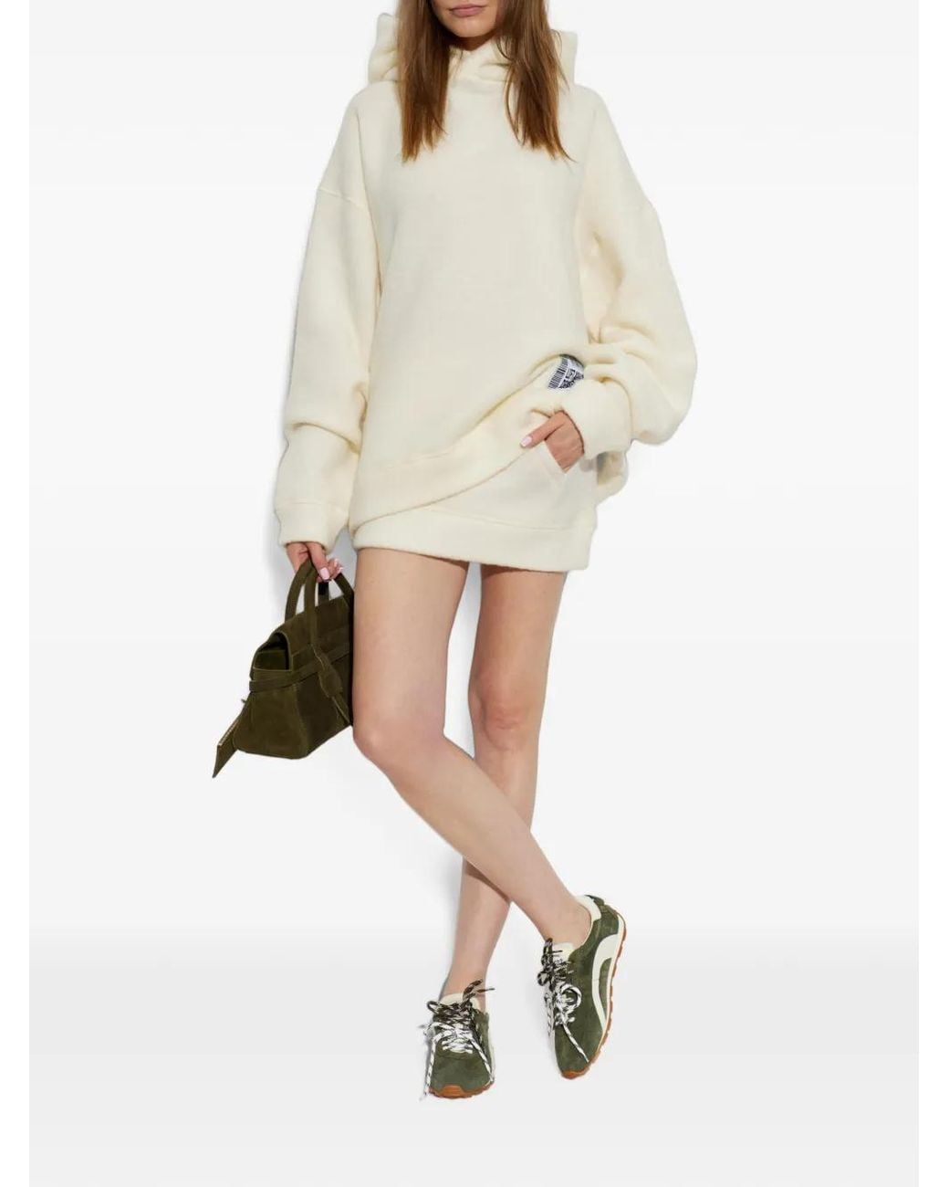 DSquared² White Logo-Patch Wool Hoodie