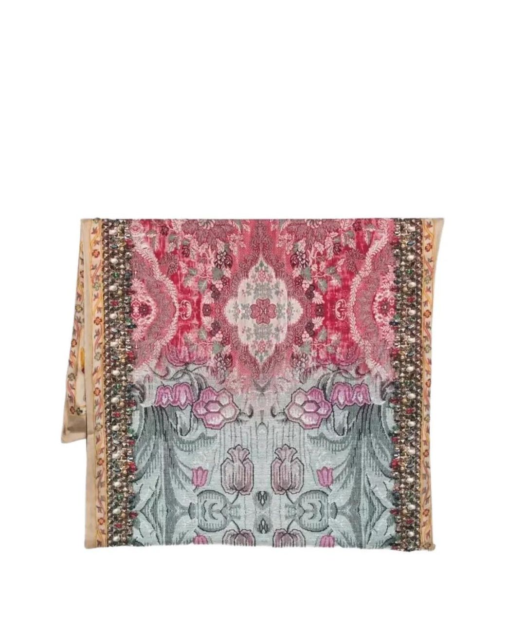 Pierre Louis Mascia Pink Aloewon Floral-Print Fringed Scarf