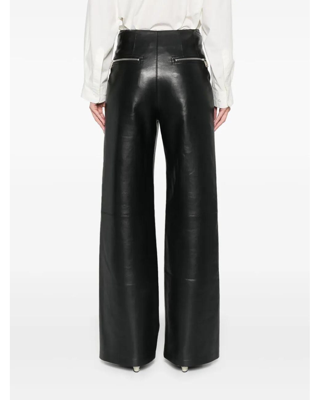 Nanushka Black Leather Trousers