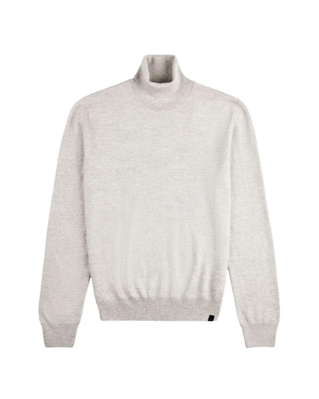 Fay White Roll-Neck Wool Sweater for men