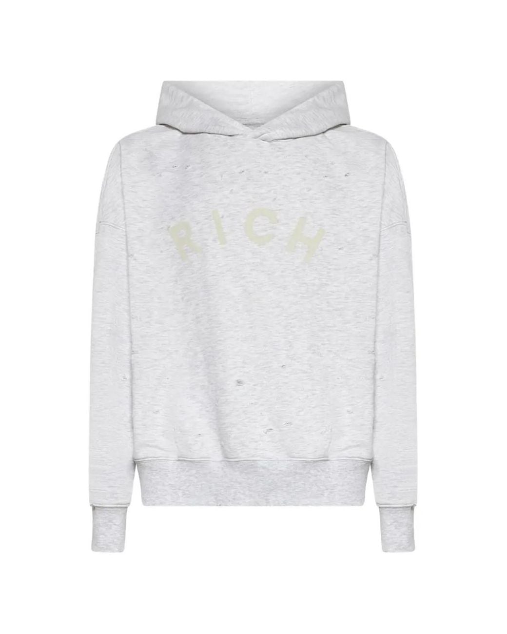 John Richmond White Distressed Hoodie for men