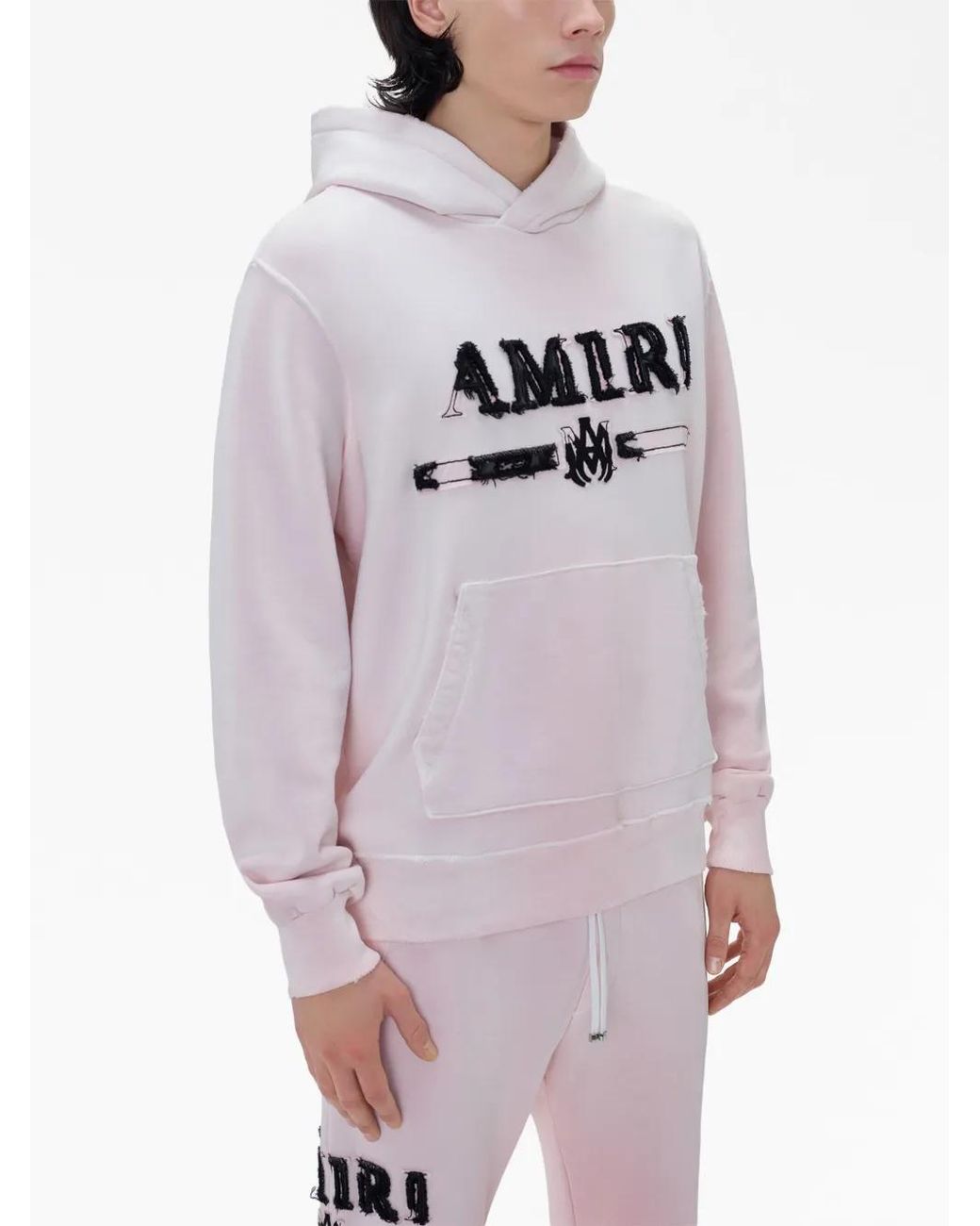 Amiri Pink Logo-Embellished Hoodie for men