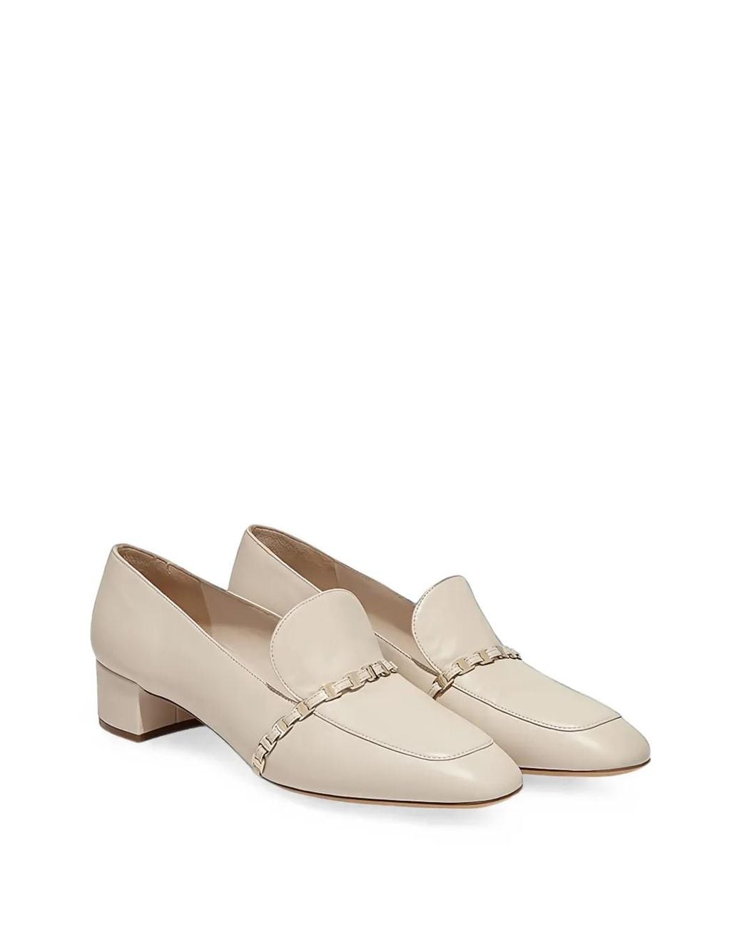 Ferragamo Natural Gancini Chain Leather Loafers