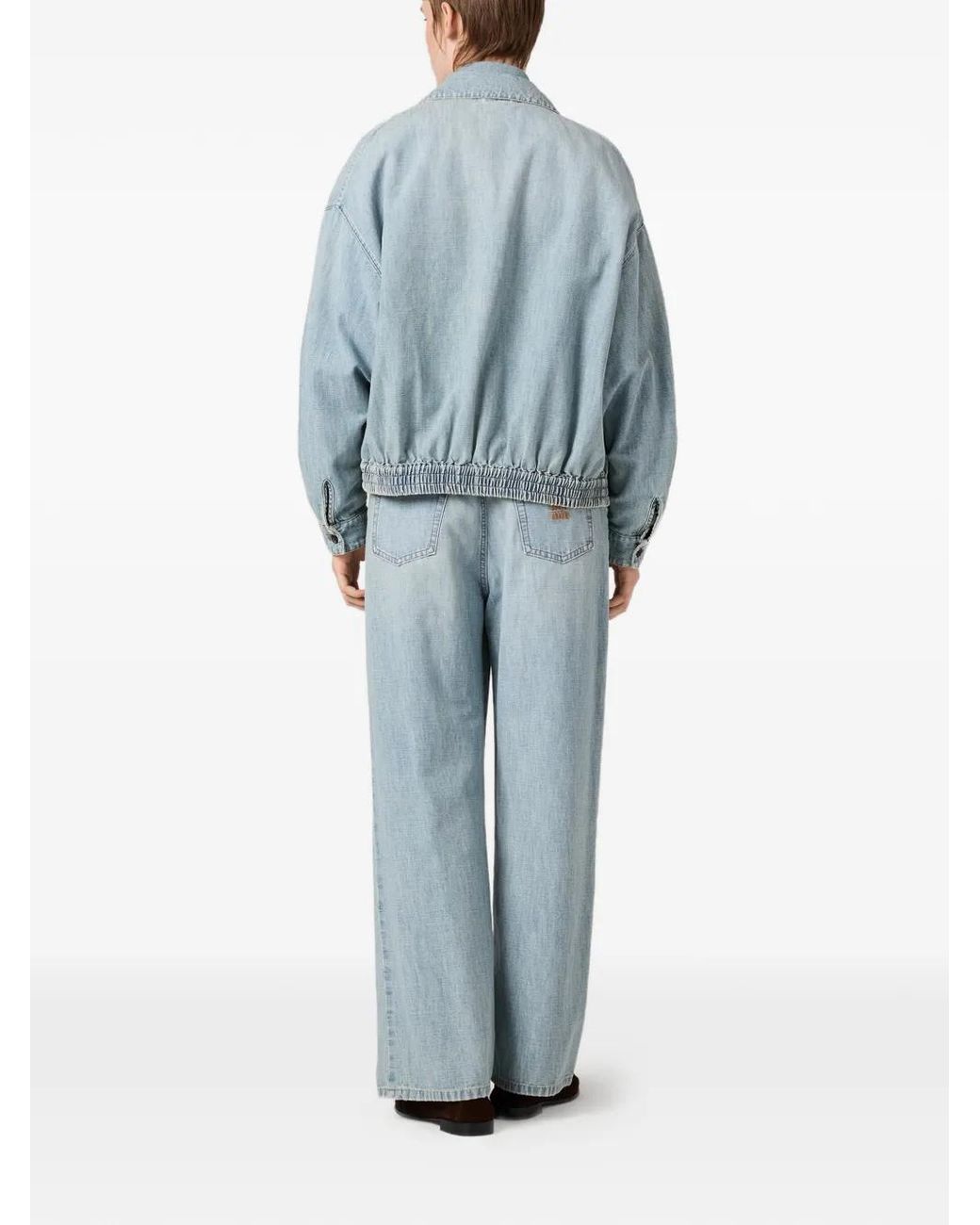 Miu Miu Blue Chambray Elasticated-Hem Denim Jacket