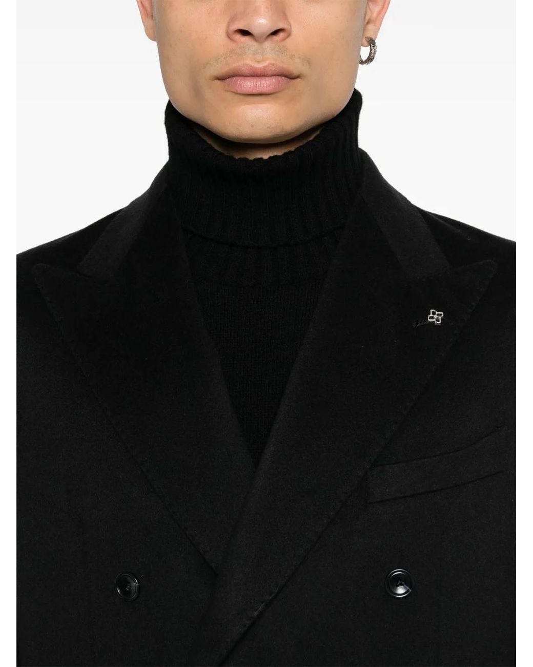 Tagliatore Black Montecarlo Double-Breasted Cashmere Blazer for men