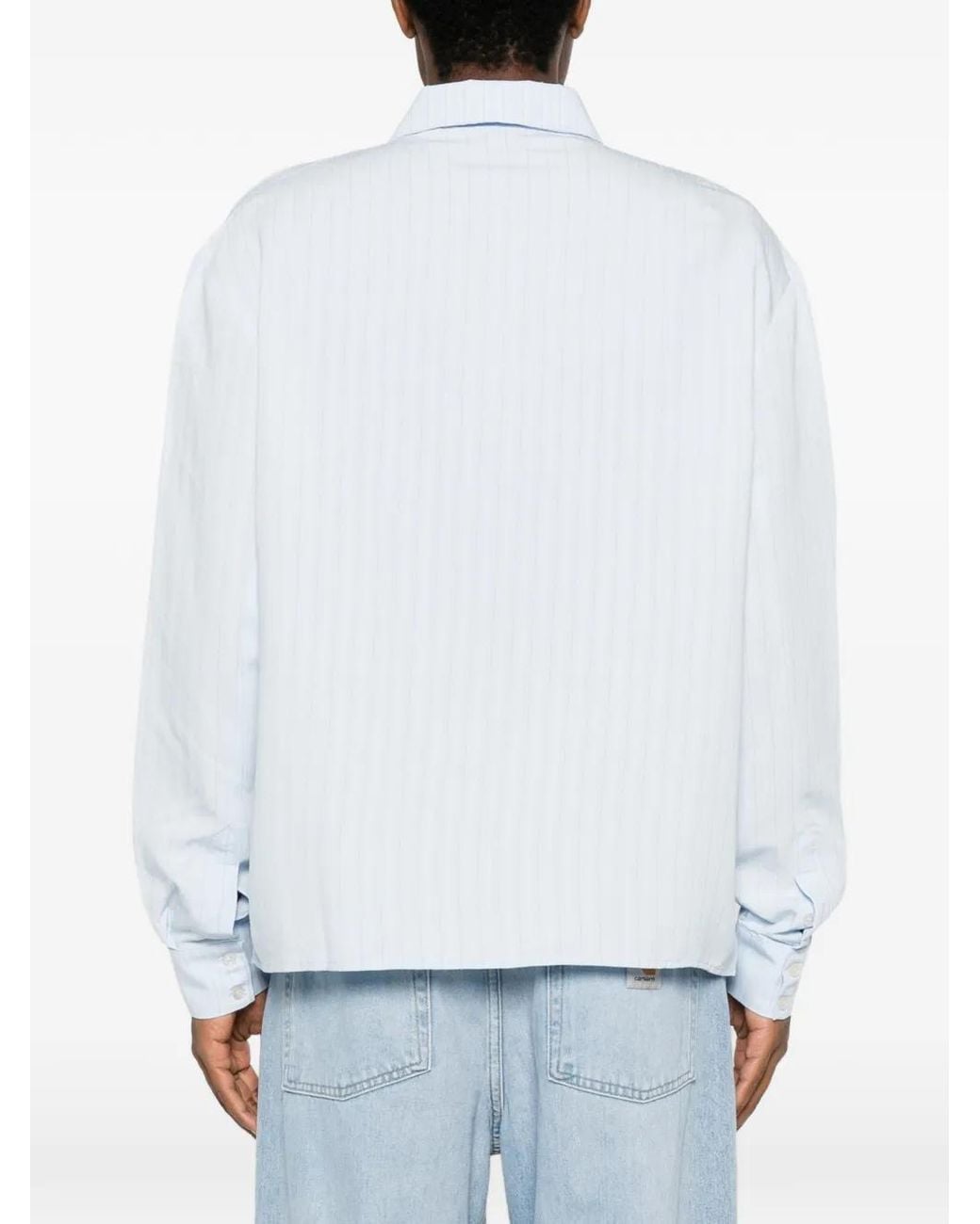 Daily Paper Blue Textured-Stripe Long-Sleeve Shirt