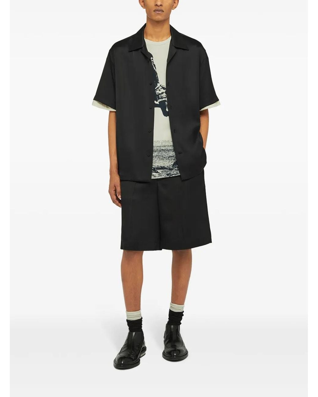 Jil Sander Black Drawstring-Waist Shorts for men