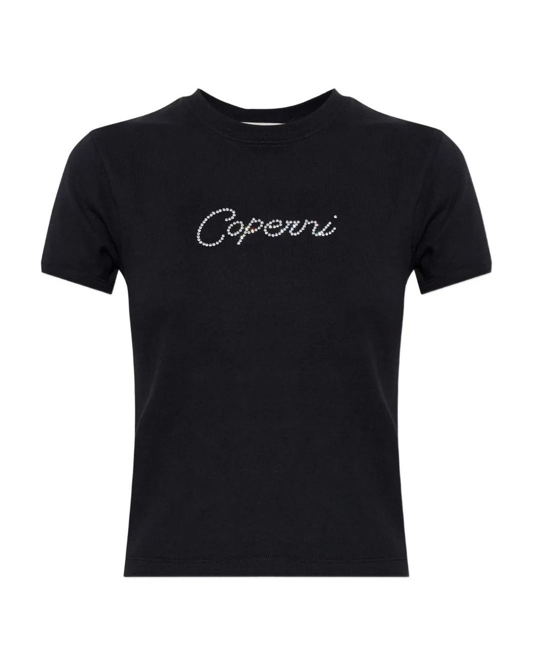 Coperni Black T-Shirt À Logo Strassé