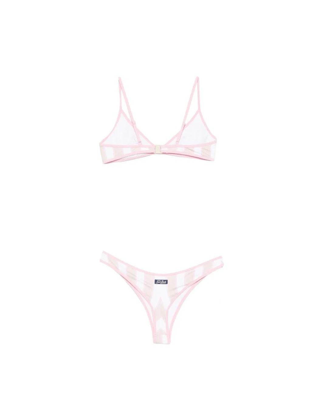 Mc2 Saint Barth White Bikini Panamy String À Rayures