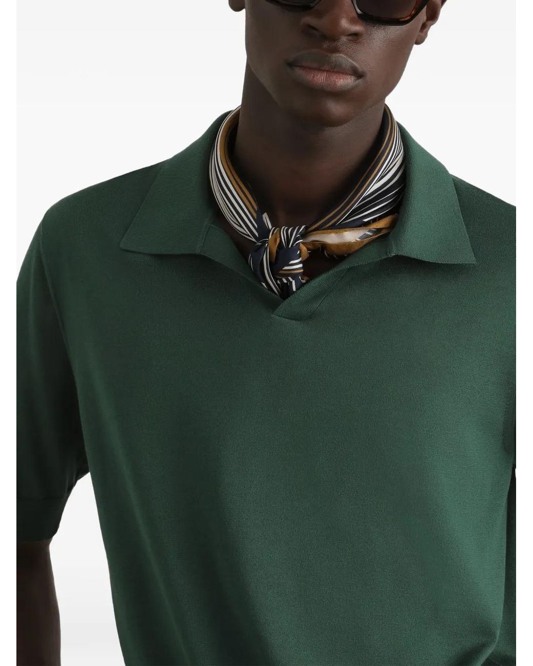 Dolce & Gabbana Green Knit Polo Shirt for men