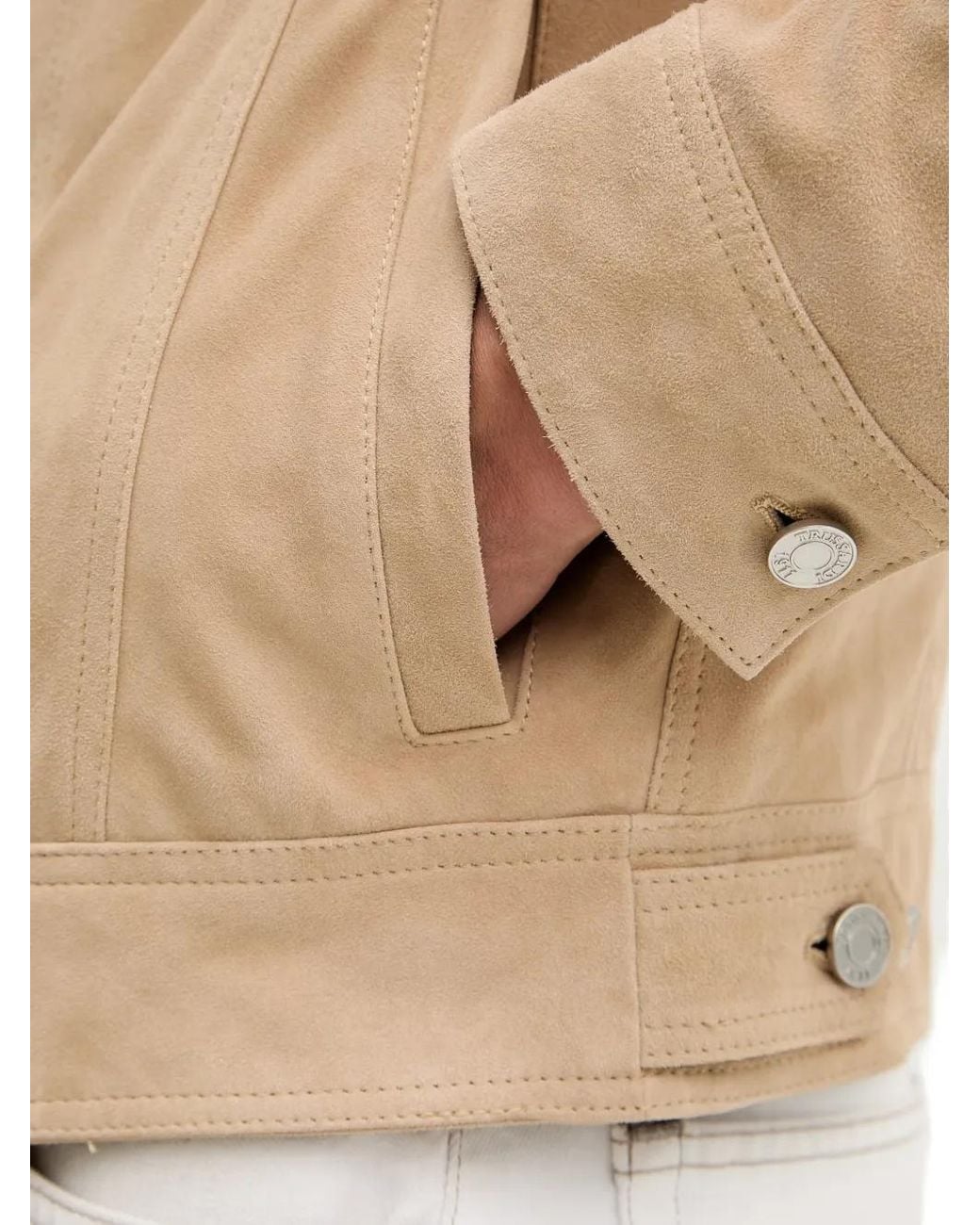 Trussardi White Suede-Finish Button-Up Jacket for men