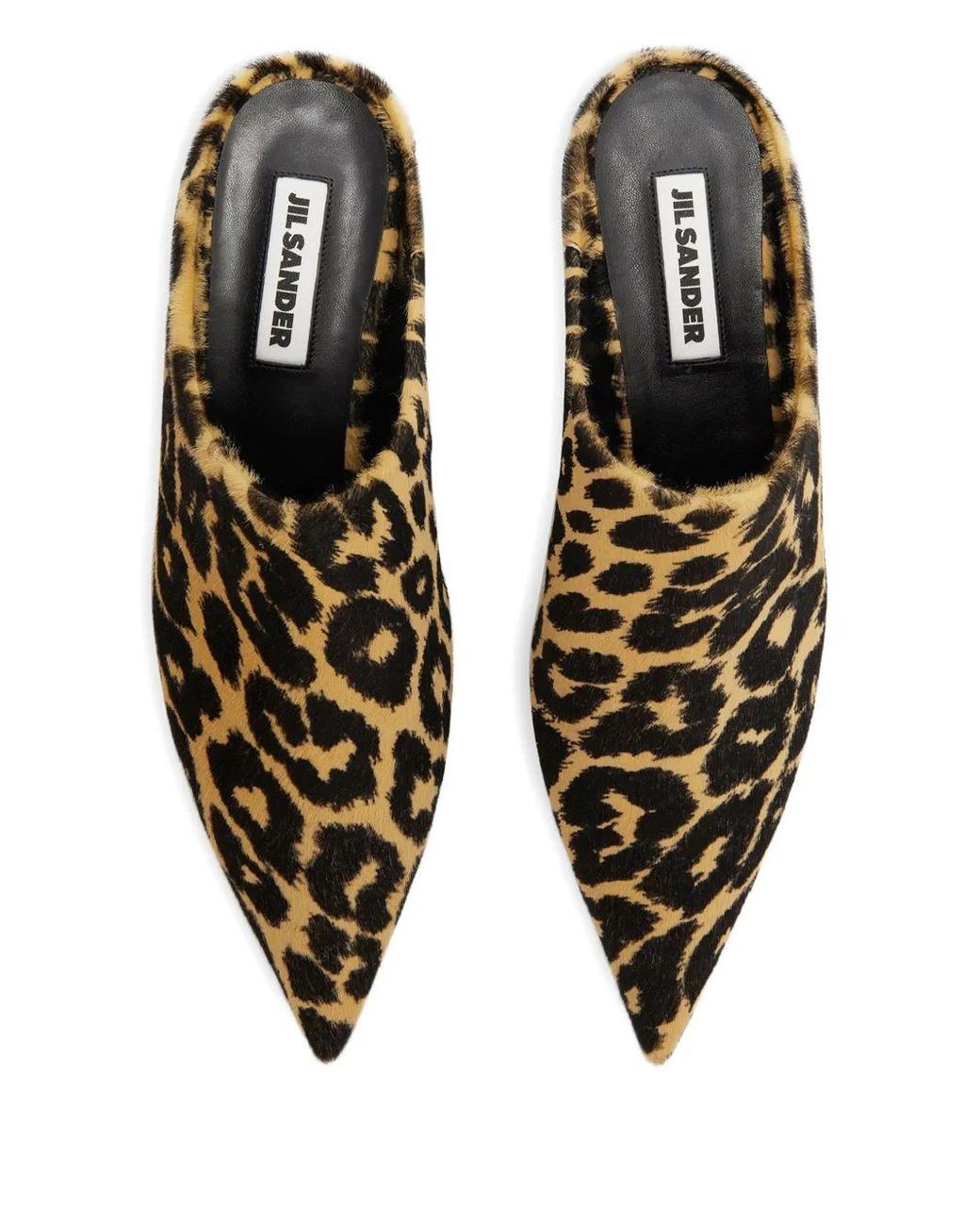 Jil Sander Brown Pantoletten Mit Leoparden-Print