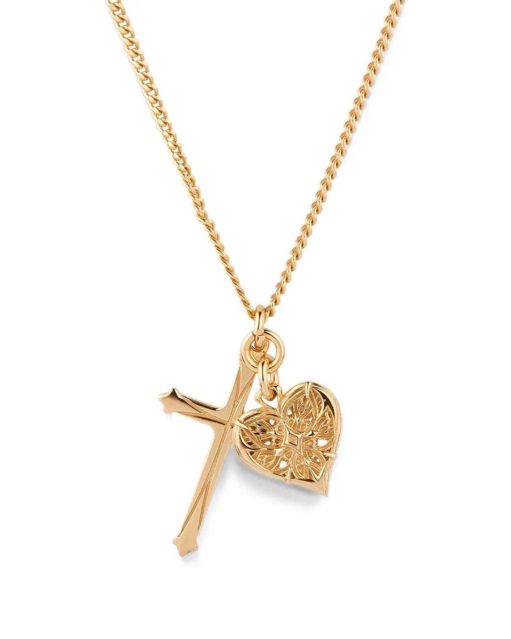 Emanuele Bicocchi Metallic Notre-Heart Cross Necklace