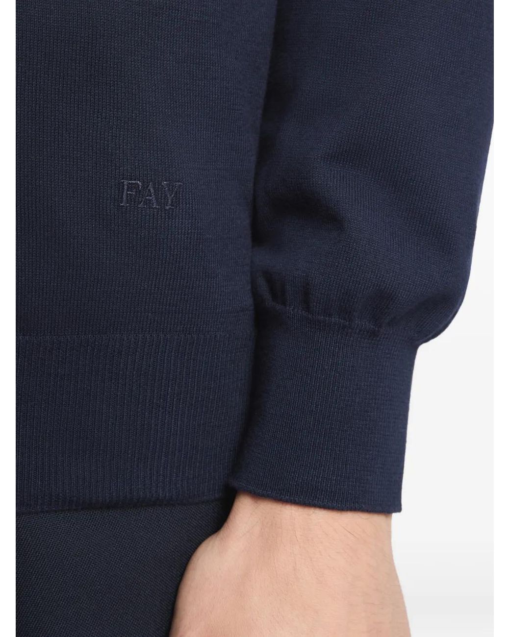 Fay Blue Crew-Neck Long-Sleeves Sweater for men