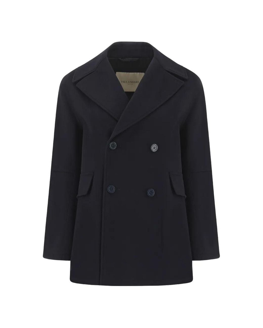 Paul & Shark Blue Double-Breasted Cashmere Peacoat