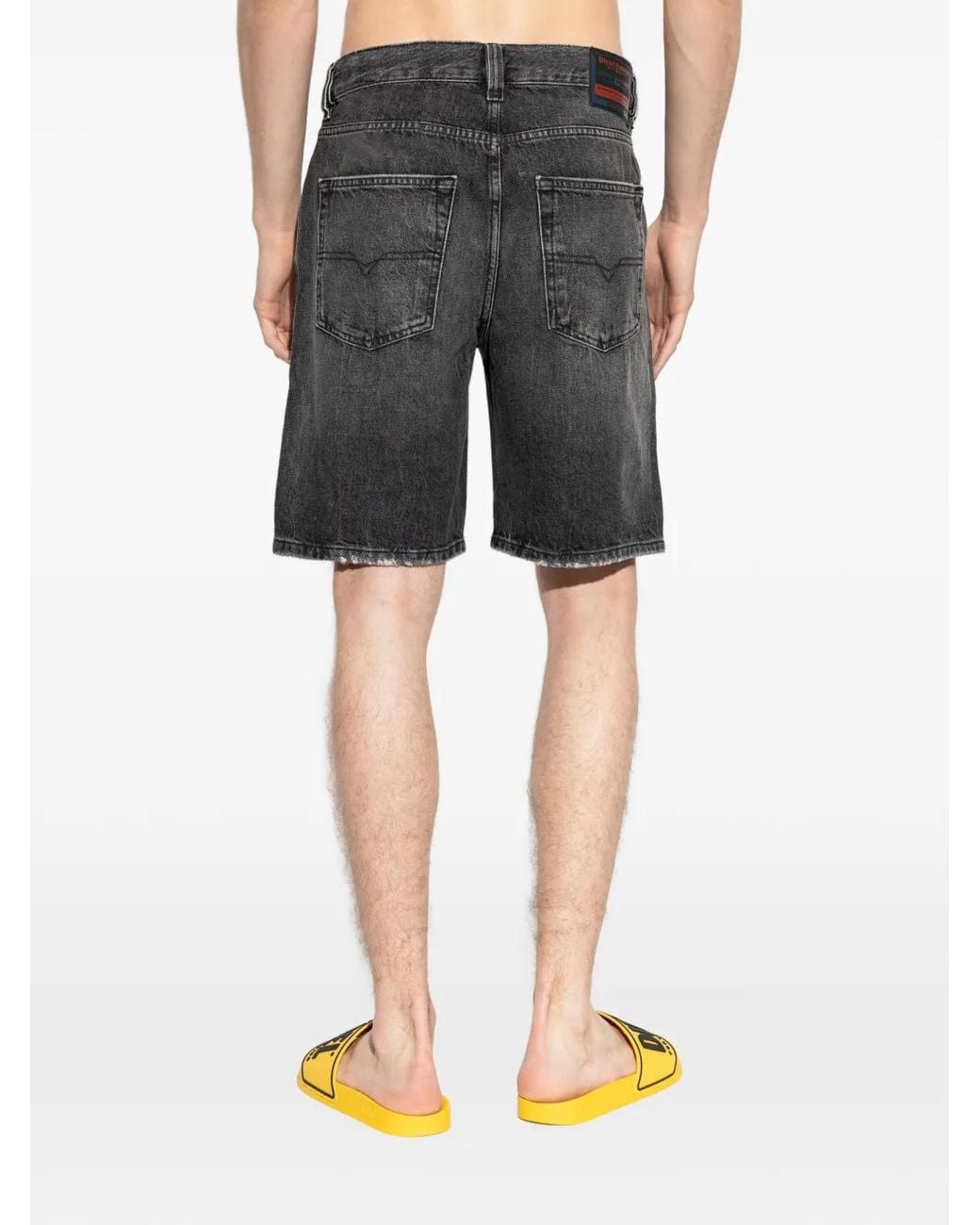 DIESEL Gray Distressed-Effect Denim Shorts for men