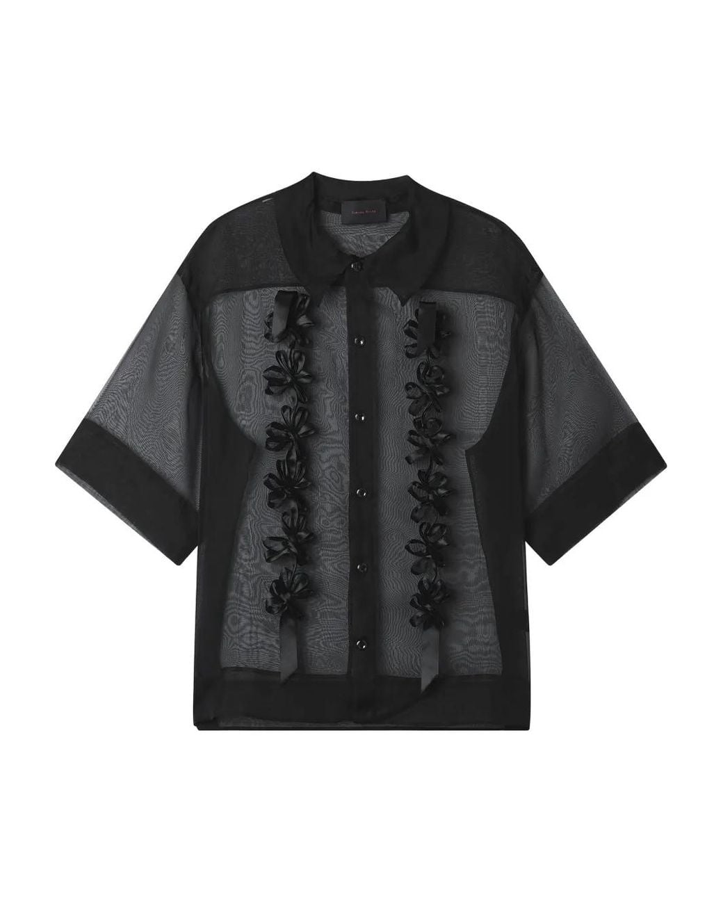 Simone Rocha Black Floral Appliqué Shirt for men