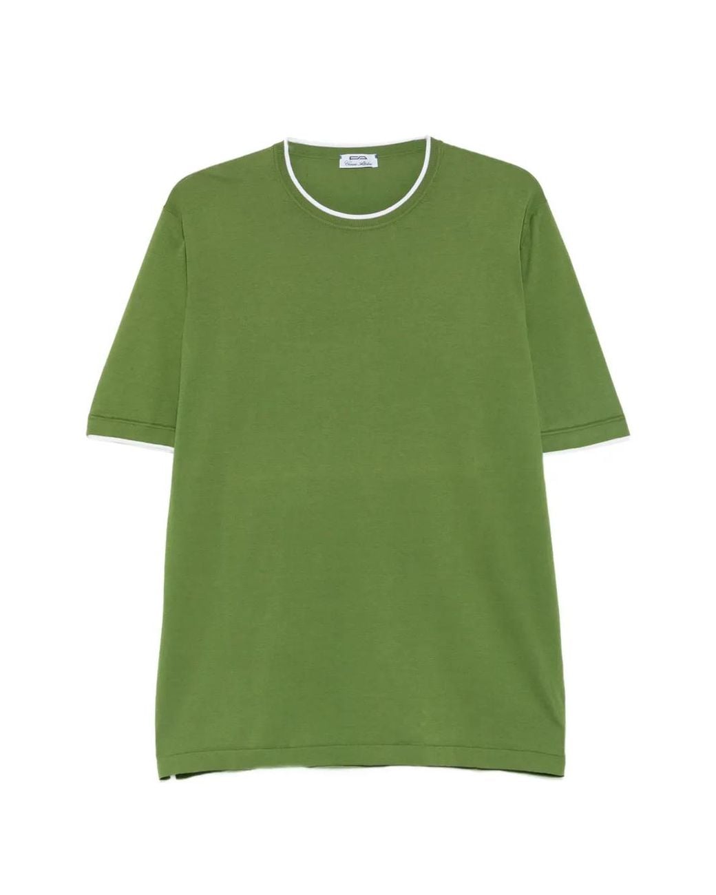 Cesare Attolini Green Contrast-Trim T-Shirt for men