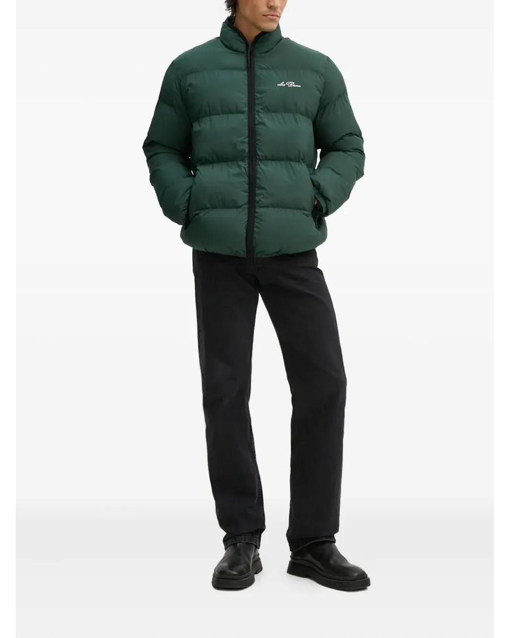 Les Deux Green Logo-Embroidered Padded Jacket for men