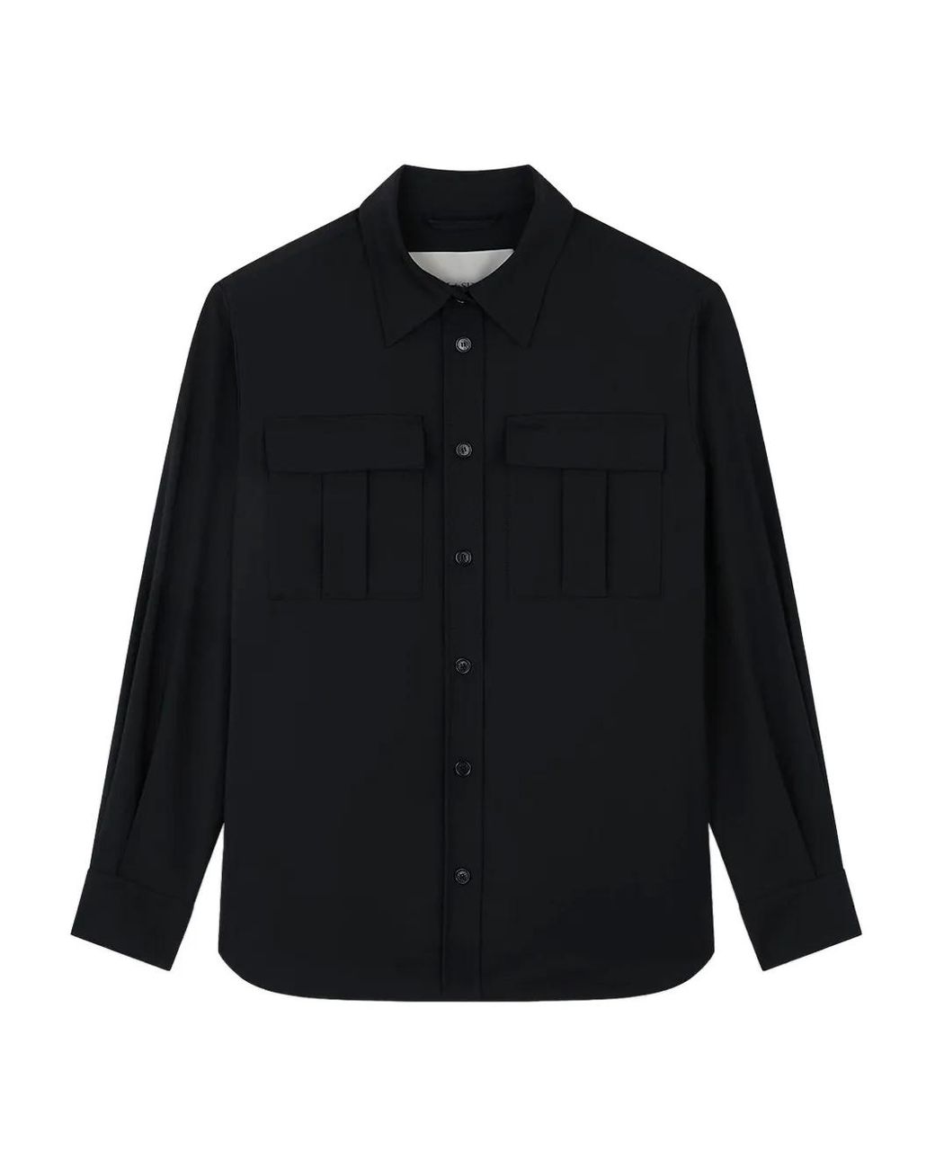 Paul & Shark Black Wool Flap-Pocket Overshirt