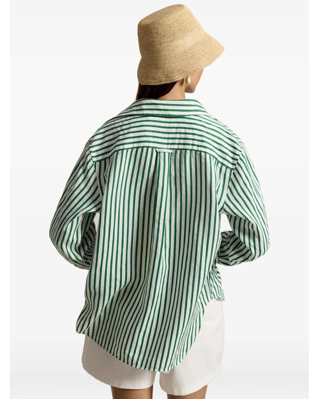 Polo Ralph Lauren Green Striped Pocket Light Shirt