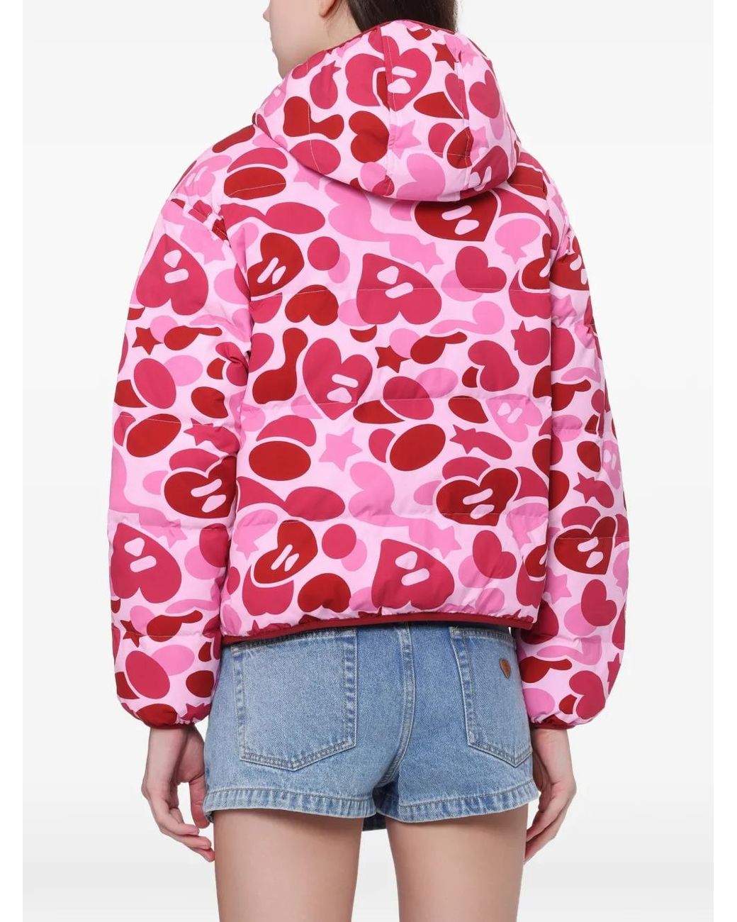 AAPE BY A BATHING AP Red Camouflage-Print Puffer Jacket